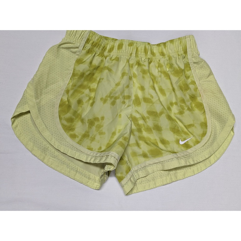 Nike Dri Fit Women's Athletic Running Shorts Tie Dye Green Yellow Size S‎